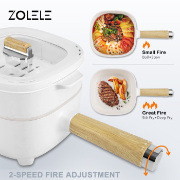 Zolele Zc306 Electric Cooking Pot Multifunctional Hot Pot 3L Large Capacity Non Stick Coating Frying Pan 1000W - White