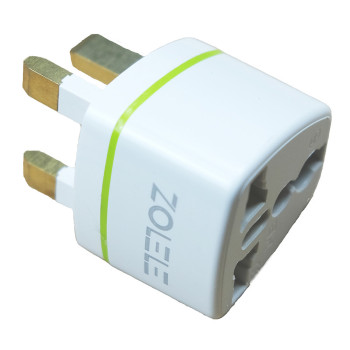 Zolele Universal Power Adaptor 3 Pin Travel Adapter For Us/Au/Jp/Cn Socket Uk Plug 250V 13A- White