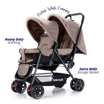Teknum Double Baby Stroller - Khaki