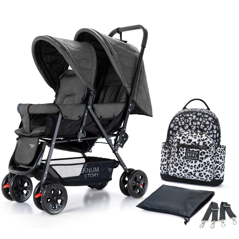 Teknum Twin Baby Stroller Combo - Dark Grey