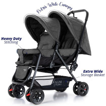 Teknum Twin Baby Stroller Combo - Dark Grey