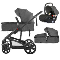 Teknum 3 in 1 Pram Stroller and Infant Car Seat Bundle - Space Grey
