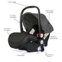 Teknum 3 in 1 Pram Stroller and Infant Car Seat Bundle - Space Grey