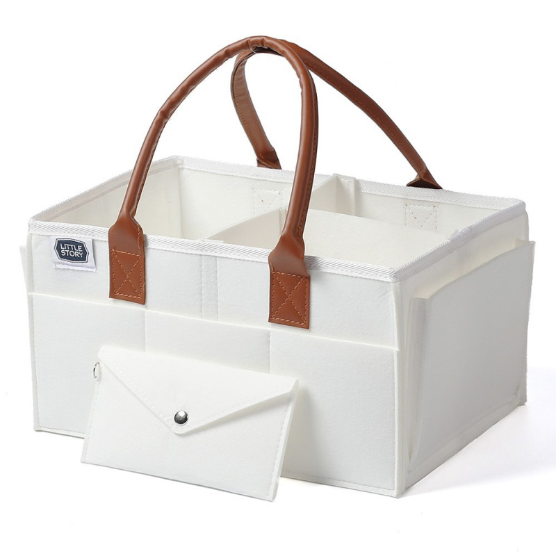 Little Story Diaper Caddy+Travel Pouch-Medium-White