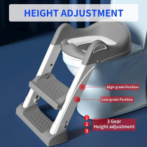 Eazy Kids Step Stool Foldable Potty Trainer Seat- Grey