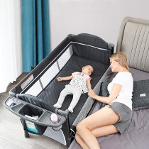 Teknum 4 in 1 Baby Bedside Co-Sleeper Bassinet and Playpen wt Rocker Grey