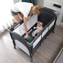 Teknum 4 in 1 Baby Bedside Co-Sleeper Bassinet and Playpen wt Rocker Grey