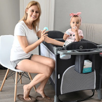 Teknum 4 in 1 Baby Bedside Co-Sleeper Bassinet and Playpen wt Rocker Grey