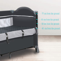 Teknum 4 in 1 Baby Bedside Co-Sleeper Bassinet and Playpen wt Rocker Grey
