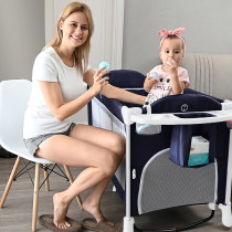 Teknum 4 in 1 Baby Bedside Co-Sleeper Bassinet and Playpen wt Rocker Navy Blue