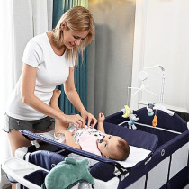 Teknum 4 in 1 Baby Bedside Co-Sleeper Bassinet and Playpen wt Rocker Navy Blue