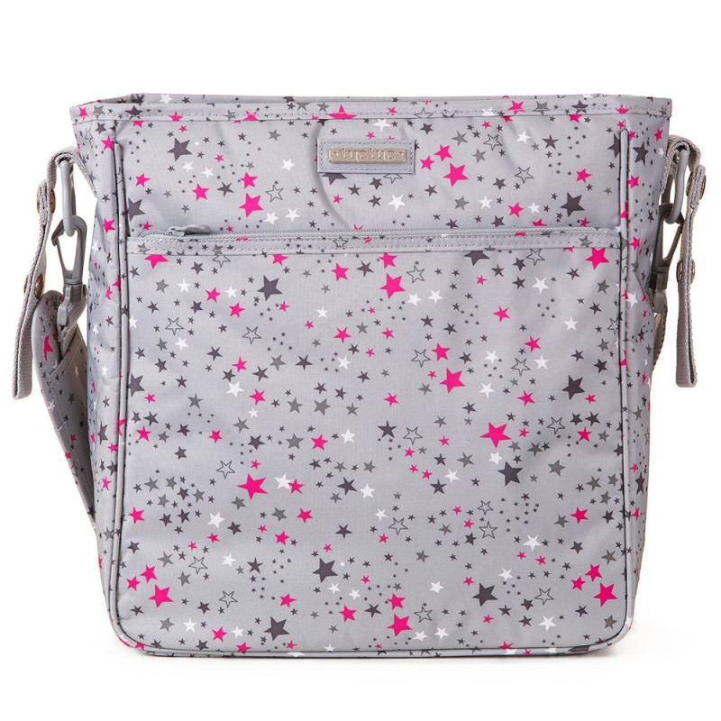 Little Story Pink Star Diaper Bag - Grey