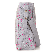 Little Story Pink Star Diaper Bag - Grey