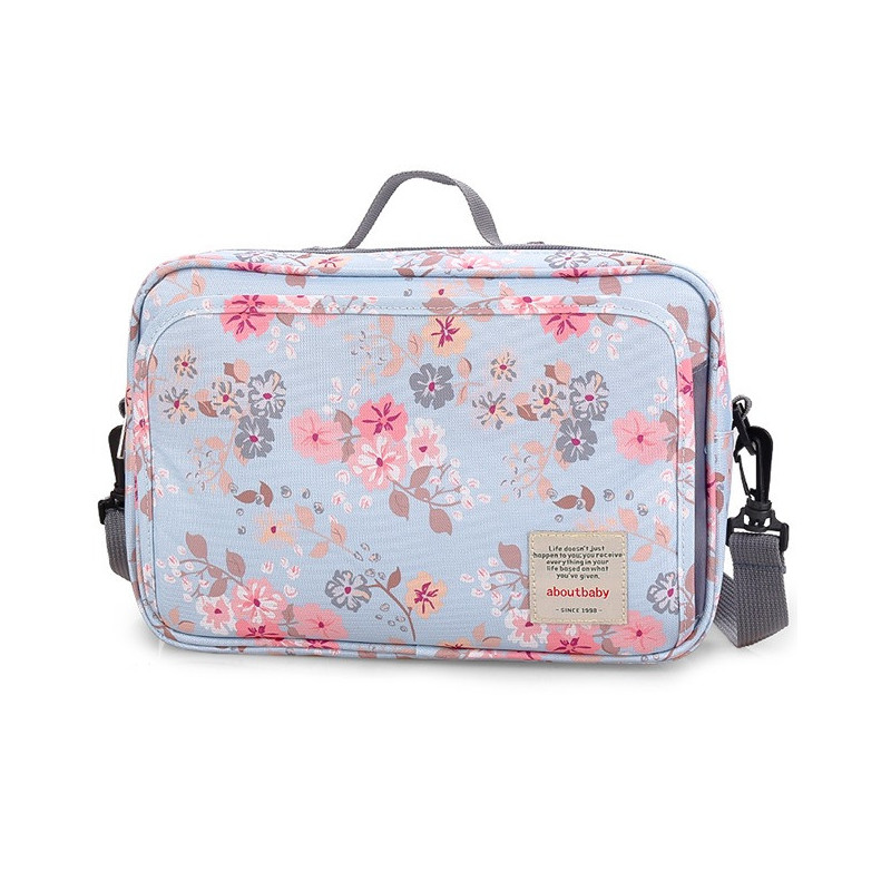 Little Story Baby Diaper Changing Clutch Kit-Floral Grey