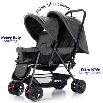Teknum Double Stroller Combo - Dark Grey