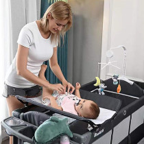 Teknum 4 in 1 Baby Bedside Co-Sleeper Bassinet and Playpen wt Rocker Black
