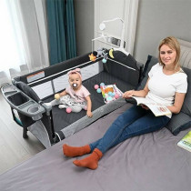 Teknum 4 in 1 Baby Bedside Co-Sleeper Bassinet and Playpen wt Rocker Black