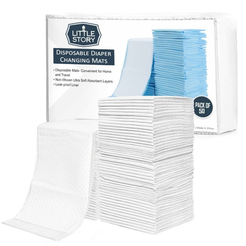 Little Story -Disposable Diaper Changing Mats - Pack of 50pcs - White