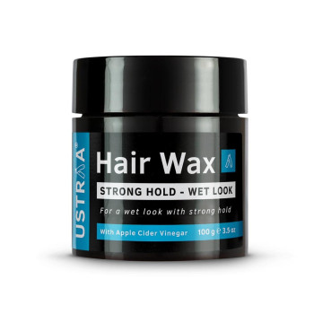 Ustraa Strong Hold Hair Wax - Wet Look - 3.5 Oz- Non-greasy wax, Easy-to-Wash, High Hold And shiny wet Italian look without harmful chemicals or fixatives, No Petrolatum