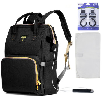 Sunveno New Mom Combo-Diaper Bag wt Changing Pad and Hooks 