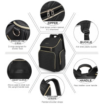 Little Story Georgia Diaper Bag wt Changing Pad &Stroller Hooks - Black