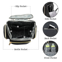 Little Story Georgia Diaper Bag wt Changing Pad &Stroller Hooks - Black