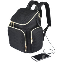 Little Story Georgia Diaper Bag wt Changing Pad &Stroller Hooks - Black