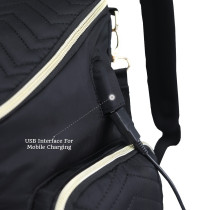 Little Story Georgia Diaper Bag wt Changing Pad &Stroller Hooks - Black