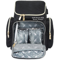 Little Story Georgia Diaper Bag wt Changing Pad &Stroller Hooks - Black
