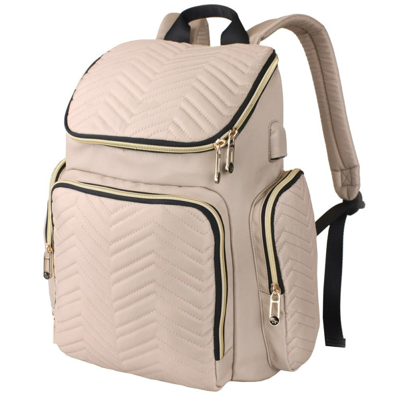 Little Story Georgia Diaper Bag wt Changing Pad &Stroller Hooks - Ivory