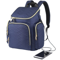 Little Story Georgia Diaper Bag wt Changing Pad &Stroller Hooks - Navy Blue