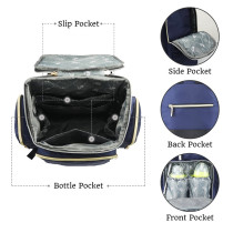 Little Story Georgia Diaper Bag wt Changing Pad &Stroller Hooks - Navy Blue