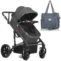 Teknum 3 in 1 Pram Stroller and Diaper Bag Bundle - Space Grey
