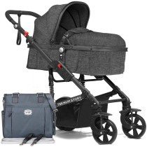 Teknum 3 in 1 Pram Stroller and Diaper Bag Bundle - Space Grey