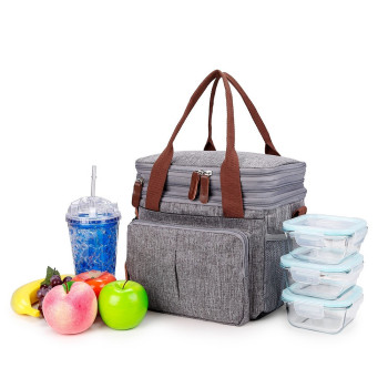 Little Story Insulated Lunch/Bottle Bag, Grey