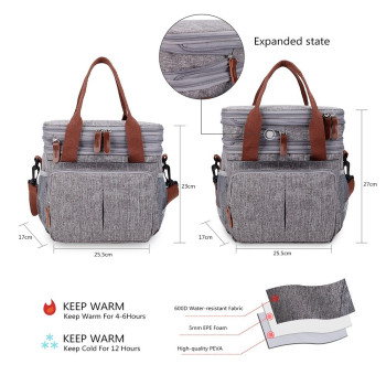 Little Story Insulated Lunch/Bottle Bag, Grey