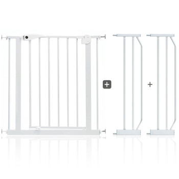 Baby Safe - Metal Safety Gate w/t 20cm x 2 Extension, White