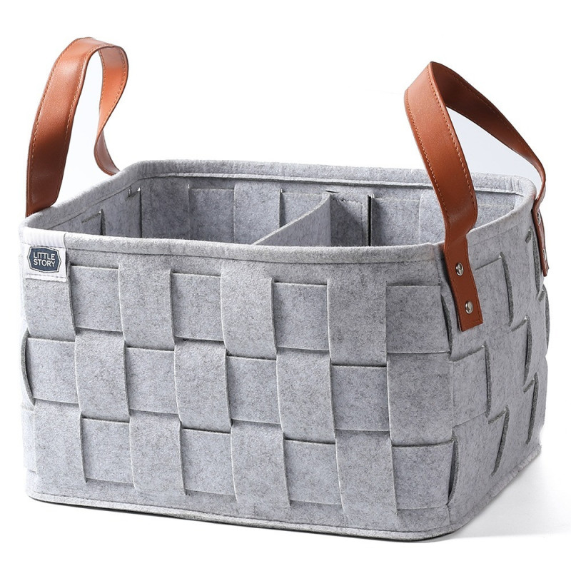 Little Story Multipurpose/Laundry Caddy Basket Felt, Grey