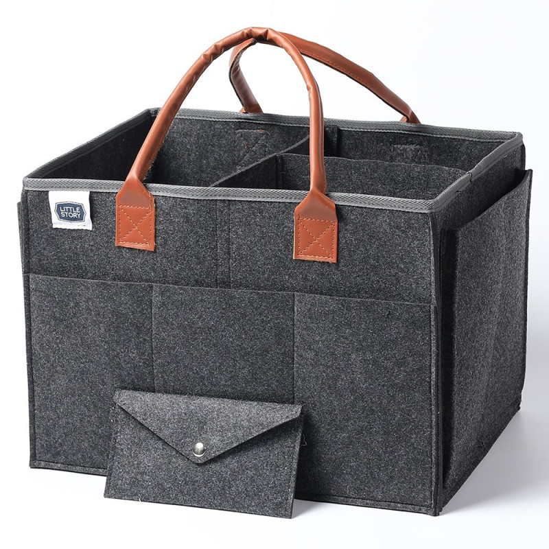 Little Story Diaper Caddy+Pouch-Large-Dark Grey