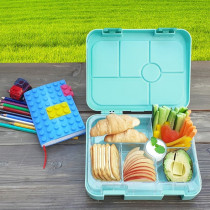 Eazy Kids 6 Compartment Bento Lunch Box w/ Sandwich Cutter Set-Playstation Green For All ages, Unisex (EZ_6COMLB_PSGR)