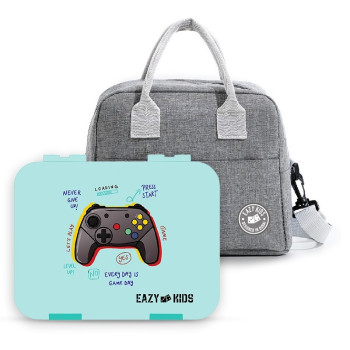 Eazy Kids 6 Compartment Bento Lunch Box w/ Sandwich Cutter Set-Playstation Green For All ages, Unisex (EZ_6COMLB_PSGR)