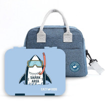 Eazy Kids 4 Compartment Bento Lunch Box - Shark Blue For All ages, Unisex (EZ_4COMLB_SHBU)