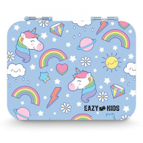 Eazy Kids 4 Compartment Bento Lunch Box - Unicorn Blue For All ages, Unisex (EZ_4COMLB_UNBU)