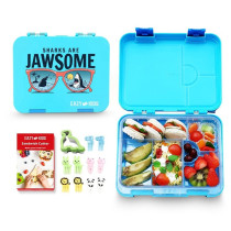 Eazy Kids 6 & 4 Convertible Bento Lunch Box - Jawsome Blue For All ages, Unisex (EZ_2in1LB_JWBU)