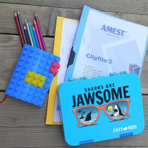 Eazy Kids 6 & 4 Convertible Bento Lunch Box - Jawsome Blue For All ages, Unisex (EZ_2in1LB_JWBU)