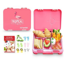Eazy Kids 6 & 4 Convertible Bento Lunch Box - Flamingo Pink For All ages, Unisex (EZ_2in1LB_TPPI)