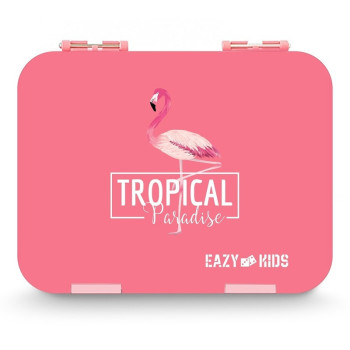 Eazy Kids 6 & 4 Convertible Bento Lunch Box - Flamingo Pink For All ages, Unisex (EZ_2in1LB_TPPI)