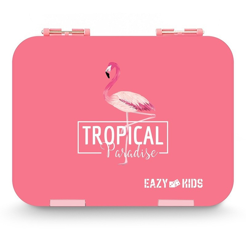 Eazy Kids 6 & 4 Convertible Bento Lunch Box - Flamingo Pink For All ages, Unisex (EZ_2in1LB_TPPI)