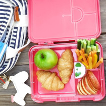 Eazy Kids 6 & 4 Convertible Bento Lunch Box - Flamingo Pink For All ages, Unisex (EZ_2in1LB_TPPI)