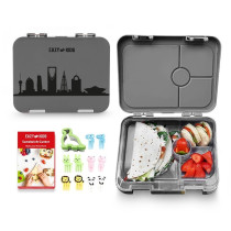 Eazy Kids 4 Compartment Bento Lunch Box-Skyline Saudi Grey For All ages, Unisex (EZ_4COMLB_SAGY)